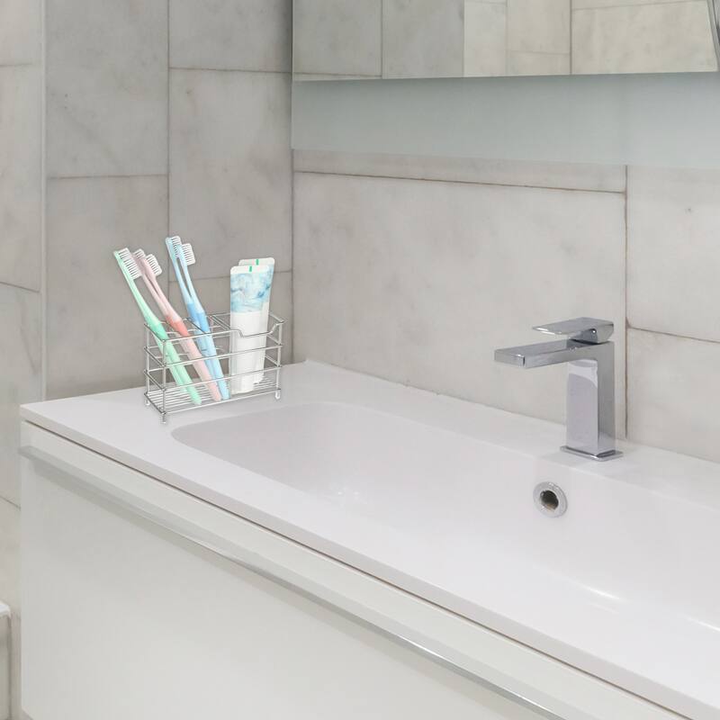 6 Slots 304 Stainless Steel Toothbrush Holder, Toothpaste Holder Stand, Bathroom Kitchen Accessories Organizer