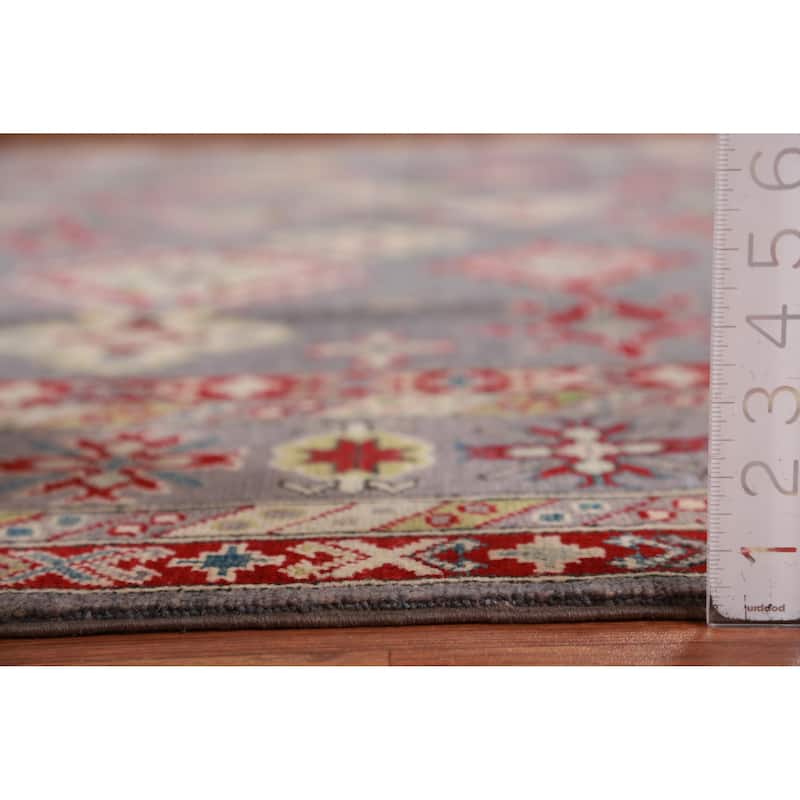 Hand Knotted Oriental 100% Wool Carpet Traditional All-Over Greys & Charcoal Kazak Area Rug - 9' 10'' X 8' 2''