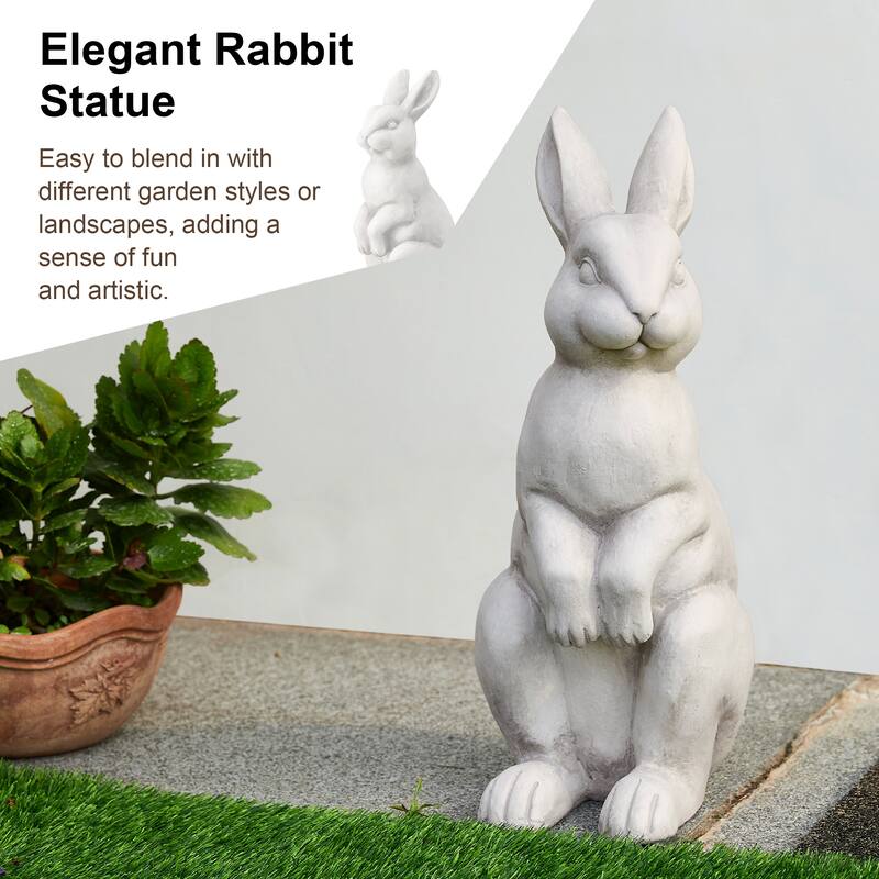 Glitzhome MgO Standing Rabbit Bunny Garden Statue Outdoor Indoor