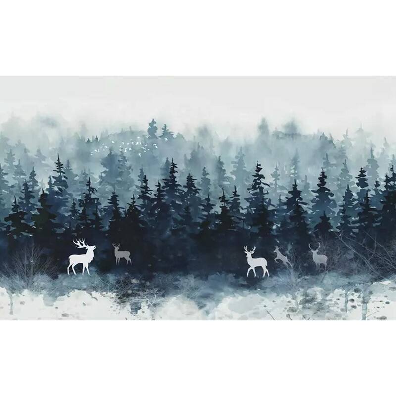 GK Wall Design Forest Monochrome Jungle Horned Deer Natural Removable Wallpaper