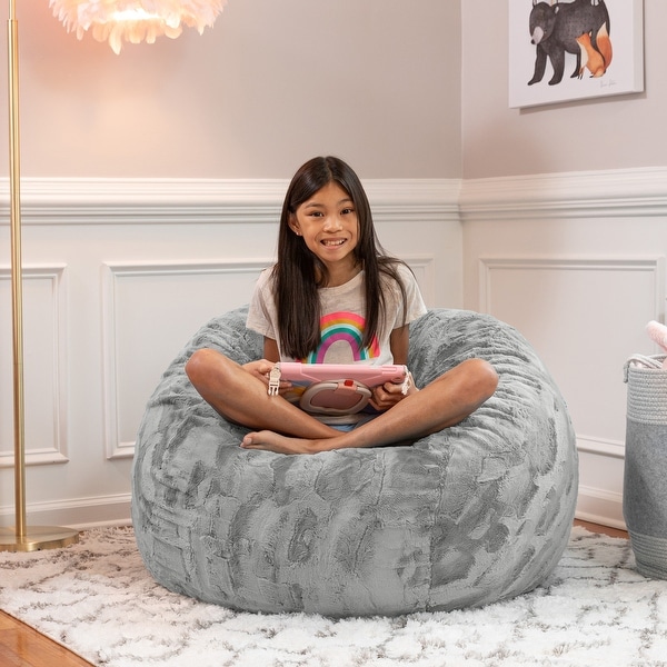 Jaxx Saxx 3 Foot Bean Bag Chair For Kids - Faux Fur - Fun Colors