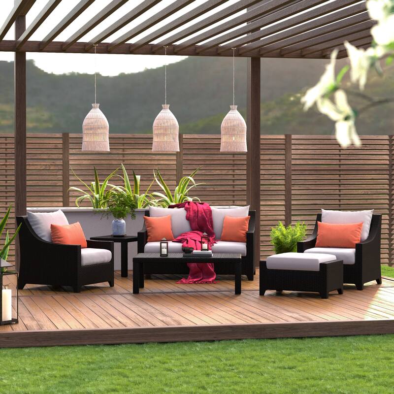 Deco 6 Piece Sunbrella Outdoor Patio Love and Club Seating Set