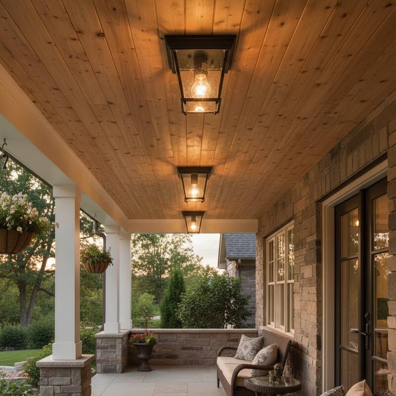 1 Light Outdoor Ceiling Lantern in Oil Rubbed Bronze