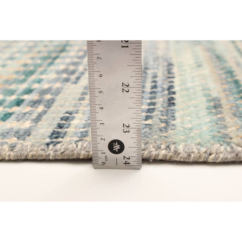 ECARPETGALLERY Hand-knotted Silk Shadow Green Viscose, Wool Rug - 3'11 x 6'0