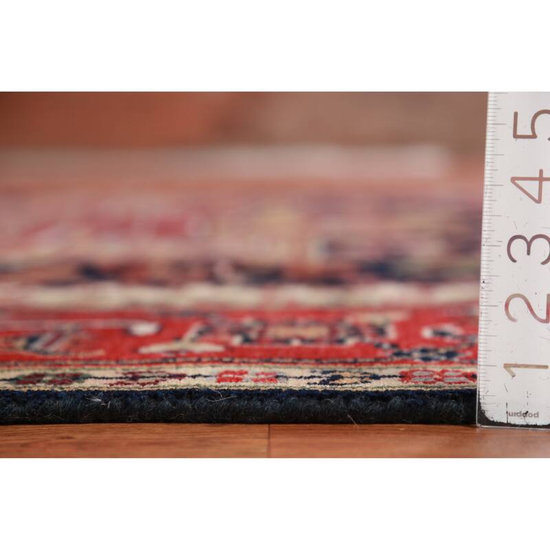 Hand Knotted Oriental 100% Wool Carpet Traditional Medallion Navy Blue & Blues Heriz (serapi) Area Rug - 9' 10'' X 8' 2''