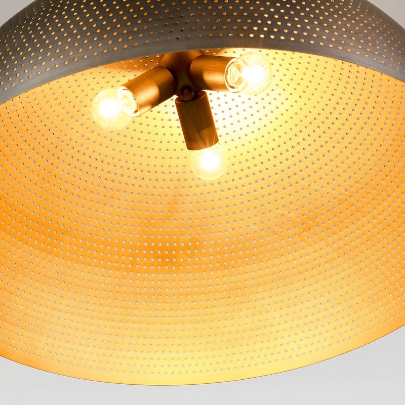 Rennnsan 3-Light Gold/Black Perforated Gold/Black Dome Pendant Light for Kitchen Island Dining Room