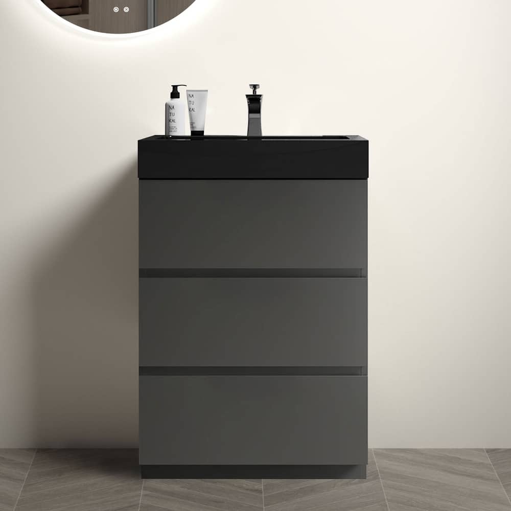 Modern Freestanding Bathroom Vanity with Sink Basin without Drain and Faucet