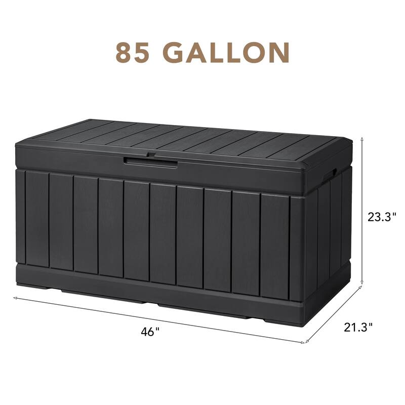 85 Gallon Deck Box Lockable Resin Outdoor Storage Box waterproof Outdoor Container for Patio Furniture Cushions
