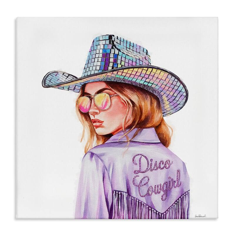 Stupell Purple Disco Cowgirl Canvas Wall Art Design By Amanda Greenwood - 17 x 17