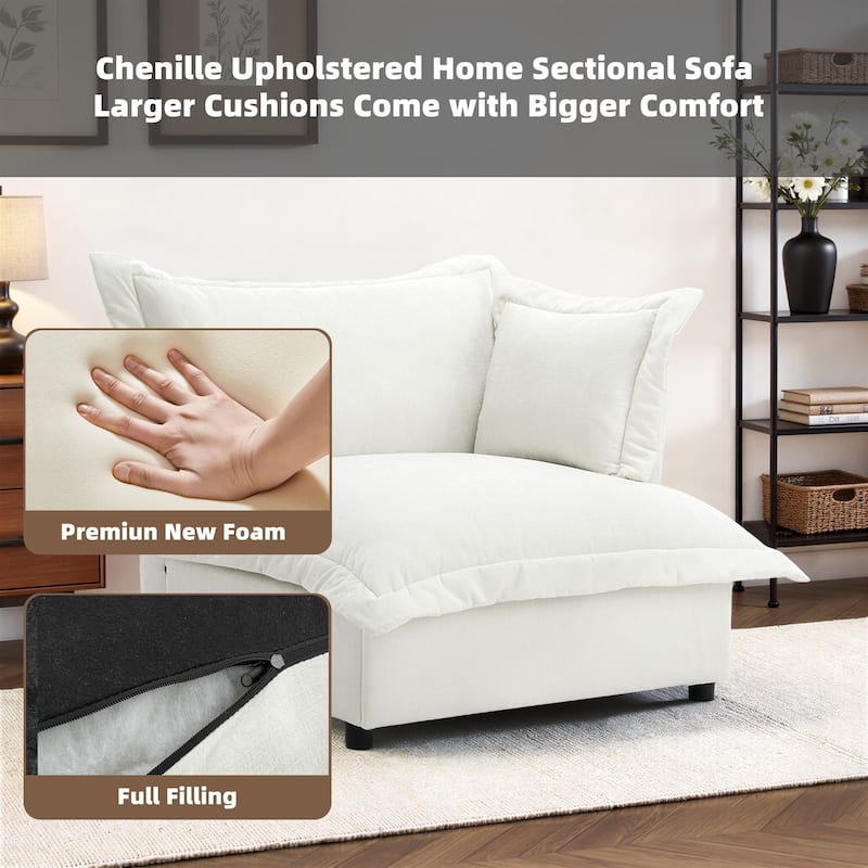 Double Layer Cushion Comfy Cloud Modular Sectional Sofa Couch Ottoman