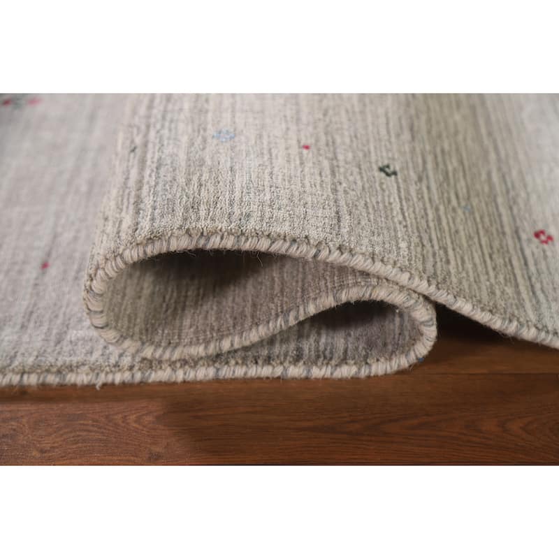 Tribal Beige Gabbeh Runner Rug Hand-knotted Wool Carpet - 2'2"x 9'8"