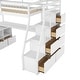 preview thumbnail 83 of 83, Loft Bed Frame wDesk and Storage Staircase, Wood Loft Bed with 7 Drawers and 2 Shelves, Kid's Loft Bed Study Bed with Staircase