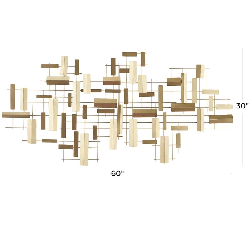 Metal Geometric 3D Stripes Home Wall Decor - Gold or Black - CosmoLiving by Cosmopolitan