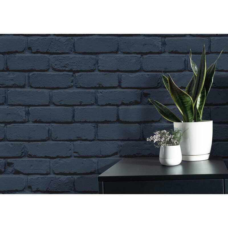 Fine Decor Alpin Navy Painted Brick Wallpaper