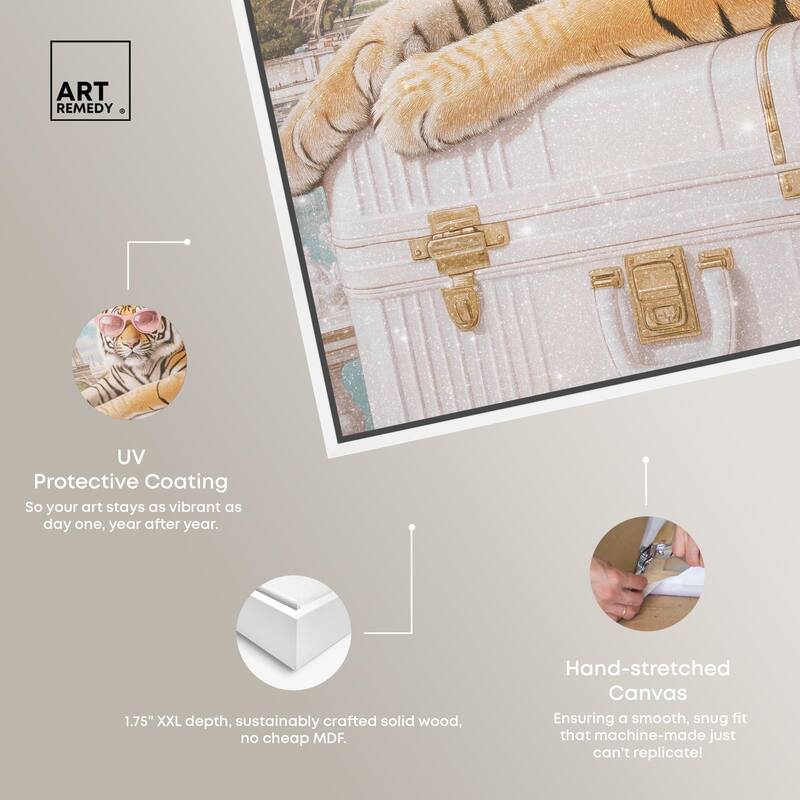 Tiger Luggage Paris Canvas by Art Remedy
