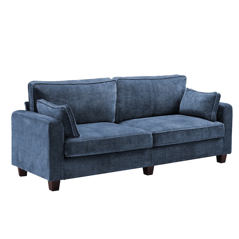 81" Modern Corduroy 3 Seater Sofa, Polyester Rectangle Upholstered Sofa with Wood Base for Living Room - 81"W X 33"D X 26"H