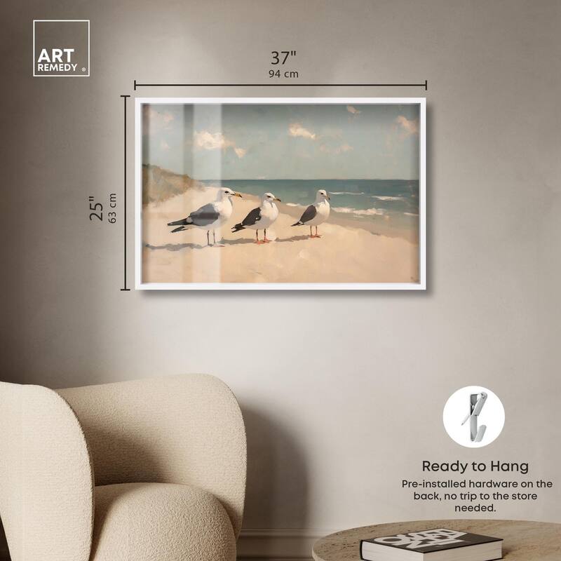 Seagulls at the Beach I Shadowbox by Art Remedy