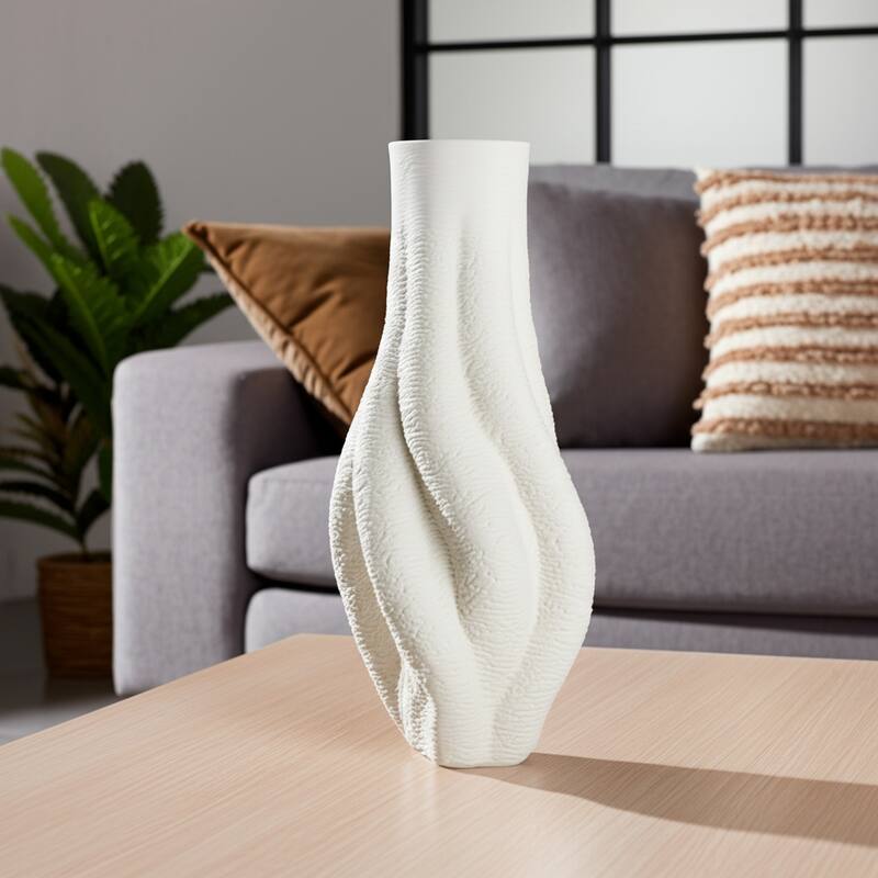 Porcelain Sculptural Vase with Curved Silhouette and Intricate Detail