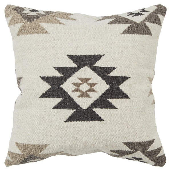 slide 2 of 6, Rizzy Home Ivory, Brown, and Black Southwest Wool Top Throw Pillow