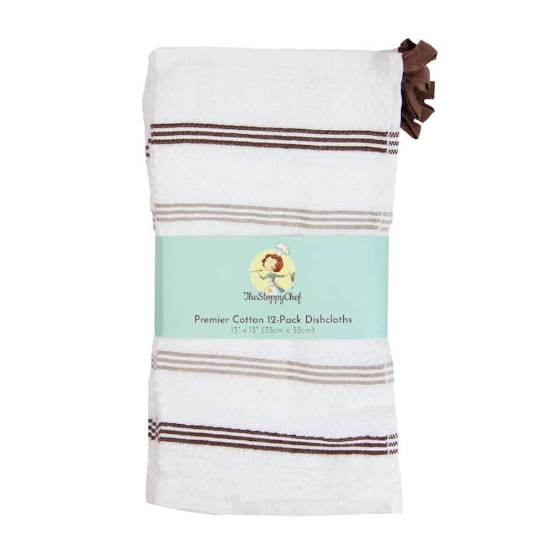 The Sloppy Chef Premier 12-Piece Striped Dishcloths - 13x13