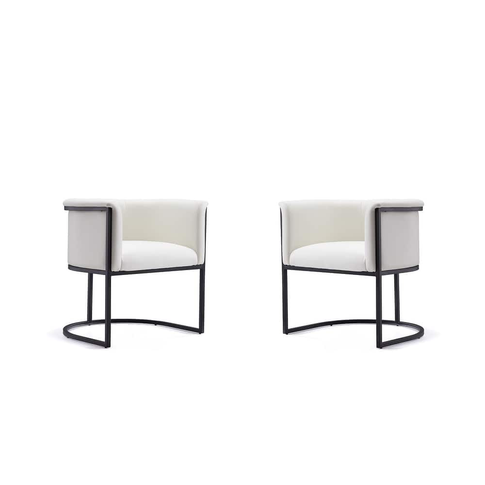 Manhattan Comfort Cosmopolitan Vegan Leather Metal Dining Chair - Set of 2