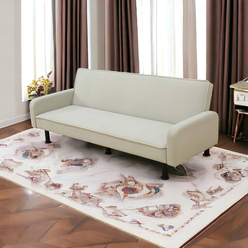 77.5" Wide Flannel Living Room Sofabed - White