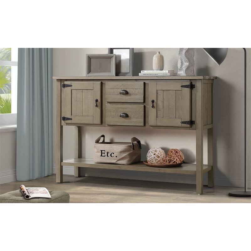 Retro Solid Wood Cabinet with Drawers & Bottom Shelf - Classic Living Room Storage