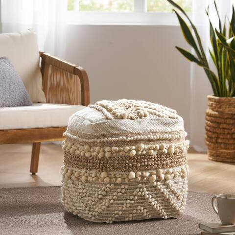 Gerardo Boho Cube Wool and Cotton Pouf by Christopher Knight Home