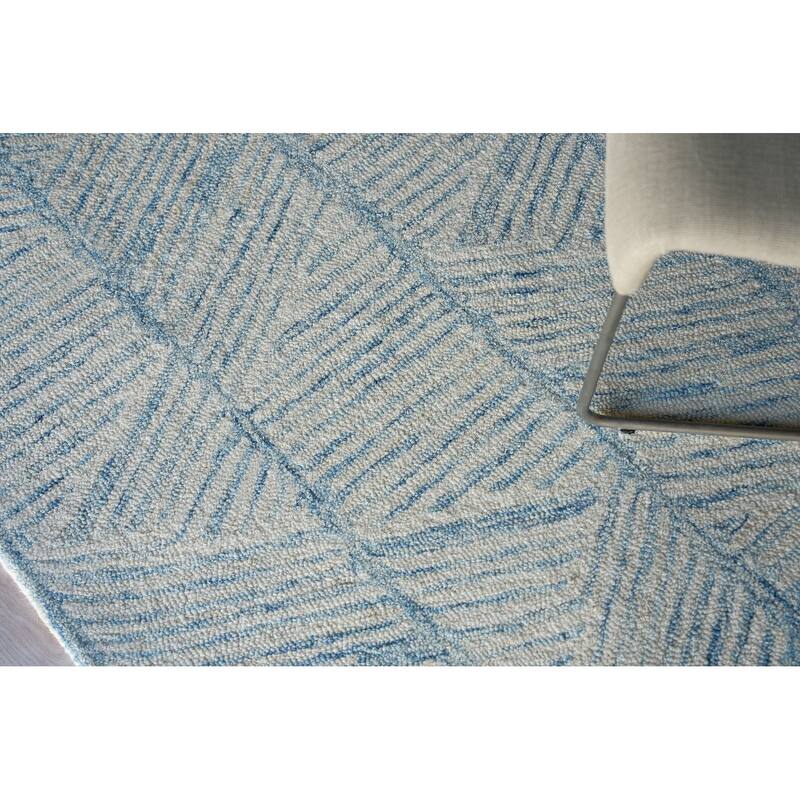 Exquisite Rugs Kascata Handmade Hand-tufted New Zealand Wool on Canvas Blue/Ivory Area Rug