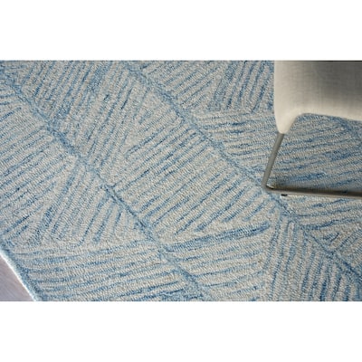 Exquisite Rugs Kascata Handmade Hand-tufted New Zealand Wool on Canvas Blue/Ivory Area Rug