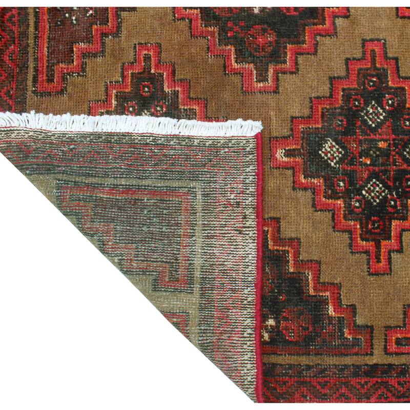 Fine Vintage Distressed Eyup Lt. Brown /Red Runner - 2'6" x 9'5"