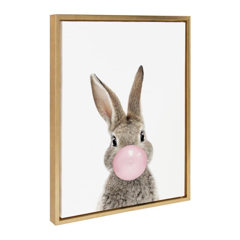 Kate and Laurel Sylvie Bubblegum Bunny Framed Canvas By Amy Peterson - 18x24 - Plastic - Yellow