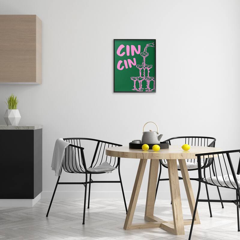 Stupell Green & Pink Cin Cin Framed Giclee Art Design By House of Lulu