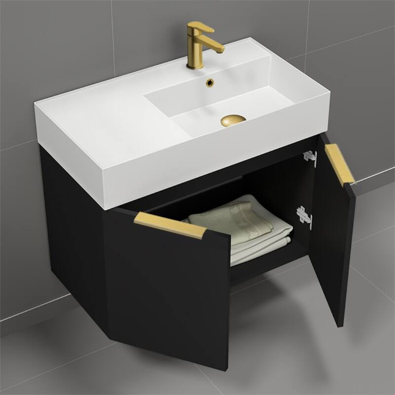 Nameeks Derin-3217-W-C-R Derin 32" Wall Mounted Single Basin Vanity