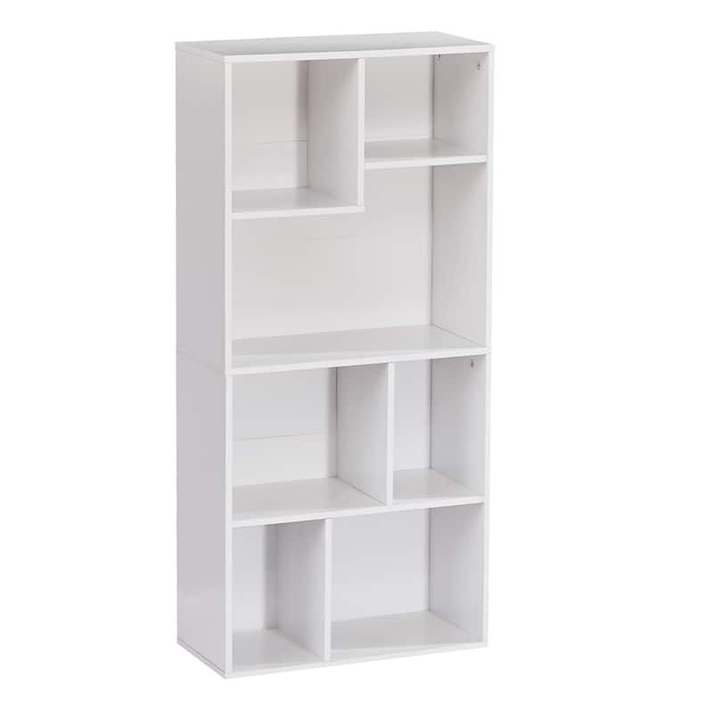 VECELO Modern Irregular Shape Tall Bookshelf Multi-Purpose Waterproof Vertical Horizontal Storage for Bedroom Living Room