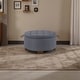 preview thumbnail 1 of 9, 30" Round Boucle Storage Ottoman with Reversible Tray Lid & Wood Legs Dark Gray