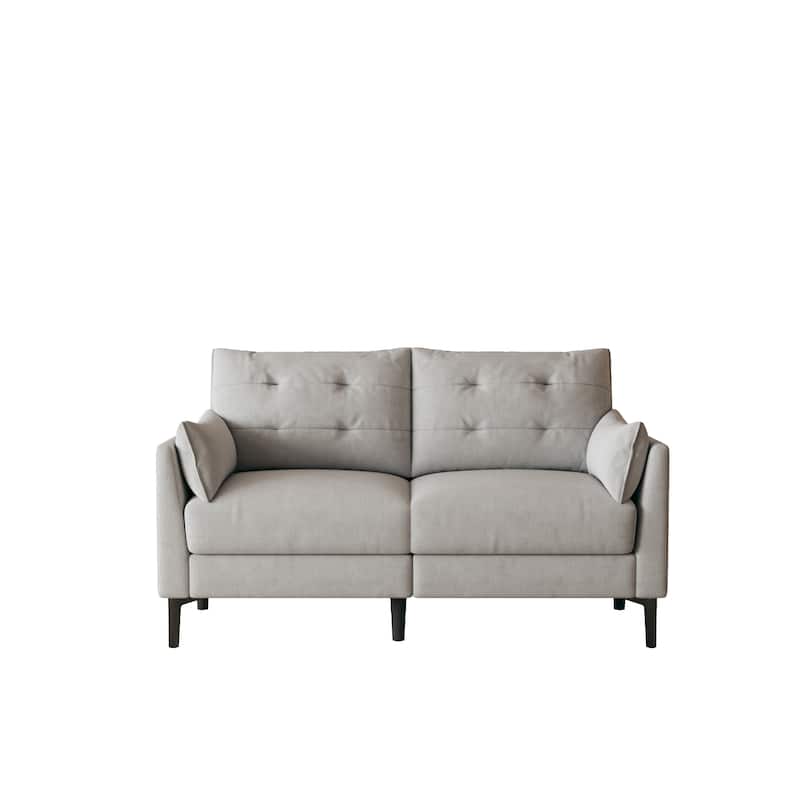 57.5 "cotton-linen light grey double sofa Metal feet Plastic feet Thick cushion with two armrests - N/A
