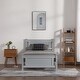 preview thumbnail 26 of 26, Modern Twin Wood Bed Frame with Geometric Headboard, Solid Pine Construction