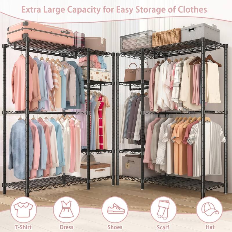 Heavy-Duty Garment Rack with 6 Adjustable Shelves Extra Large Capacity