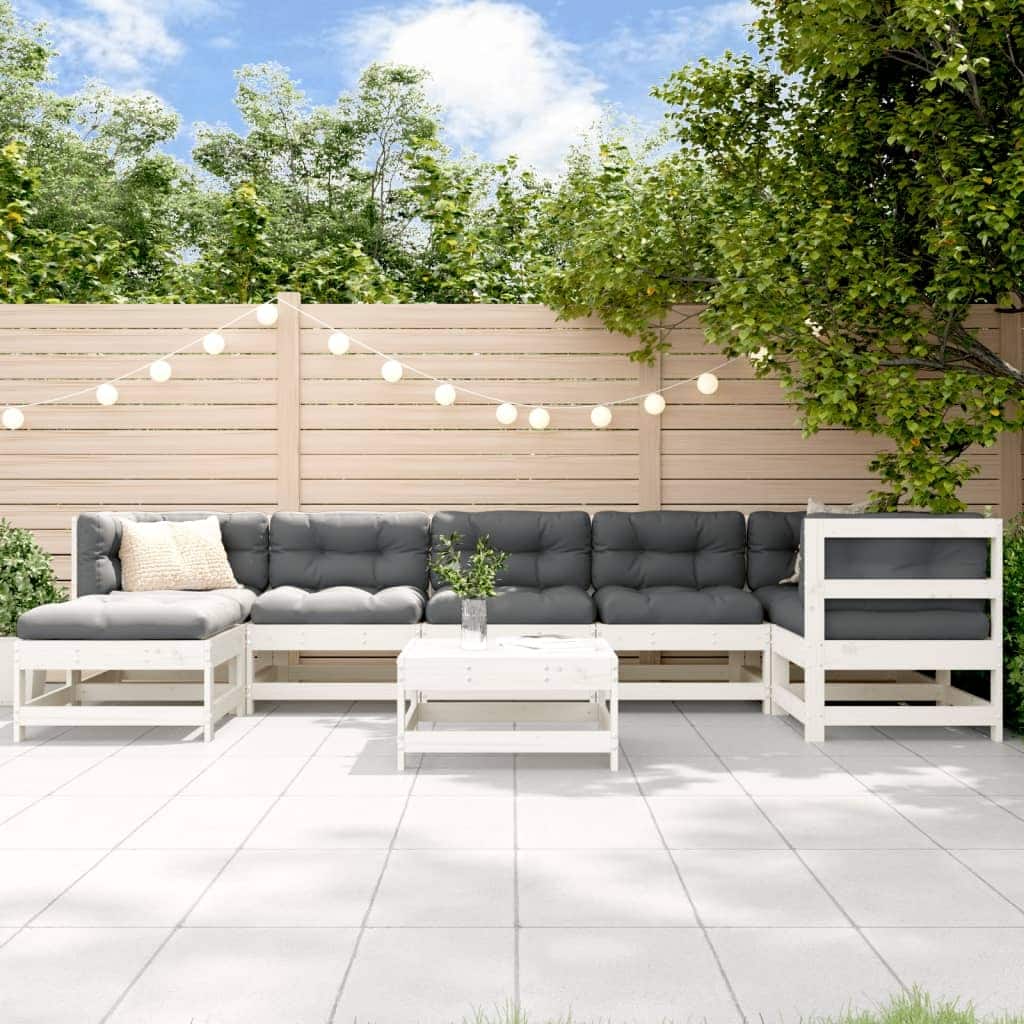 vidaXL Garden Lounge Set White, Anthracite - 24.4 x 24.4 x 12.6 in