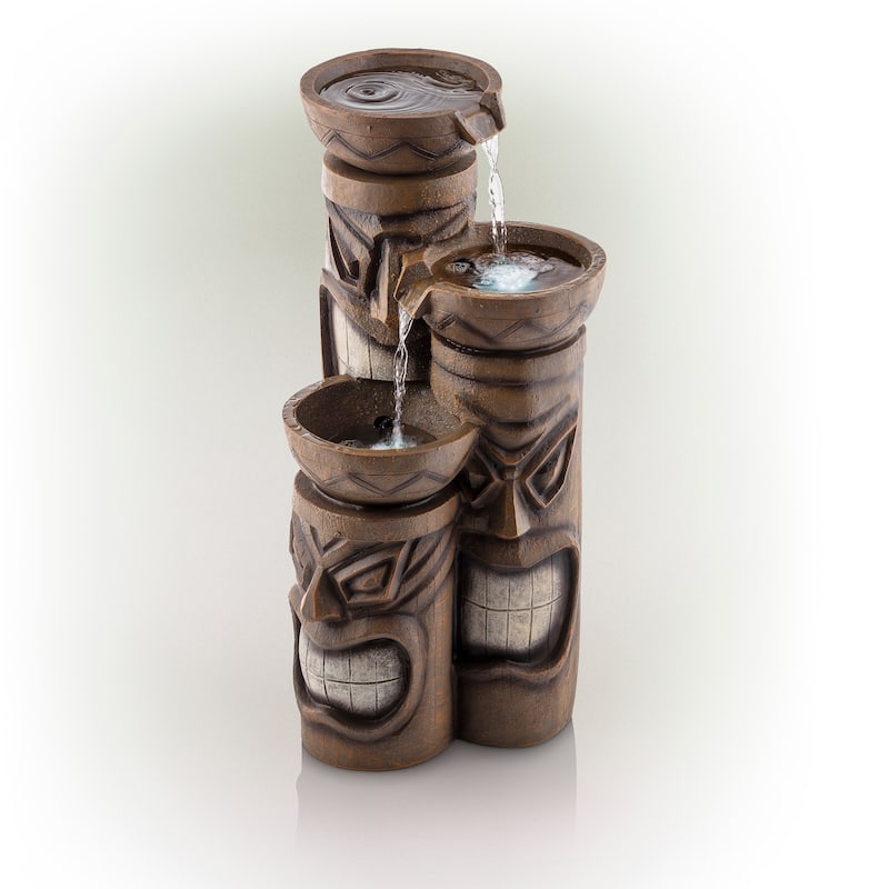 Decorative Indoor or Outdoor Tiki Fountain with LED Lights