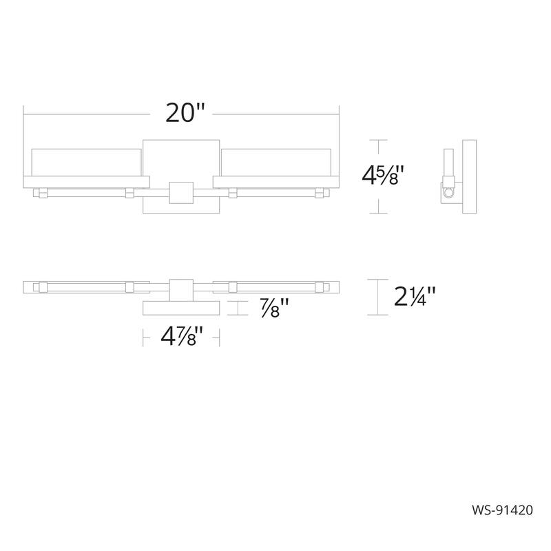Two Fold 20in LED Bath Vanity & Wall Light 3000K in Black Aged Brass