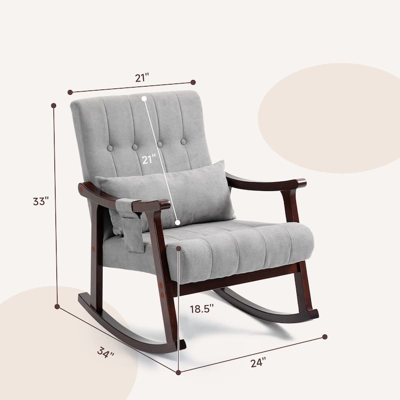 AVAWING 2PCS Upholstered Rocking Chair with Massage Lumbar Support