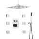 12" Ceiling Rainfall 3 Way Thermostatic Faucet Shower System w/6 Body Jets - Chrome