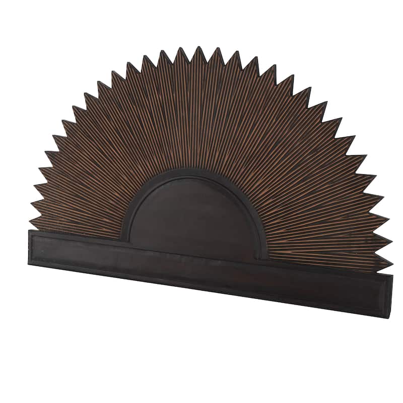 Wooden Sun Large Home Wall Decor with Copper Accents - Dark Brown - Roche River Decor