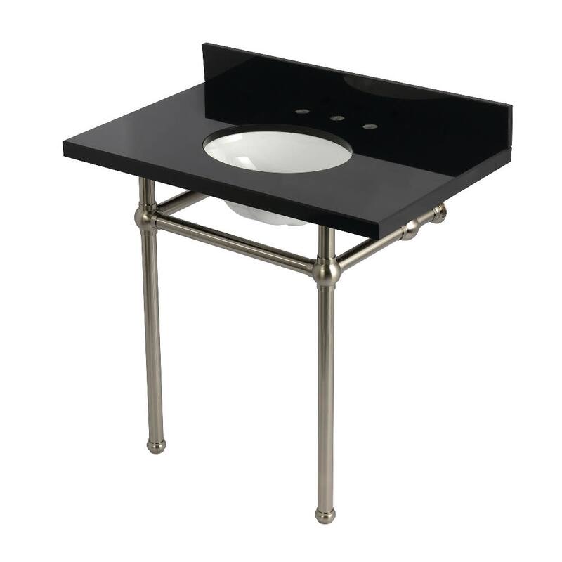 Kingston Brass KVPK36KB-T-SET Templeton 36" Rectangular Brass, Granite - Black Granite / Brushed Nickel