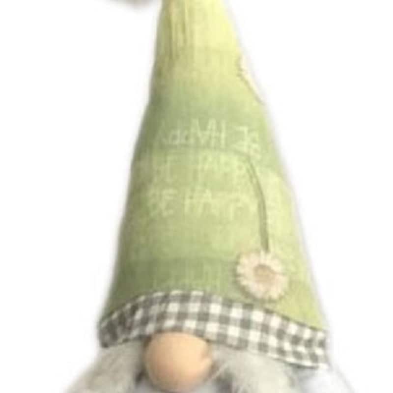 HomeRoots 30" Green and White Fabric Sitting Gnome - 12.5' X '29.9' X '16.5