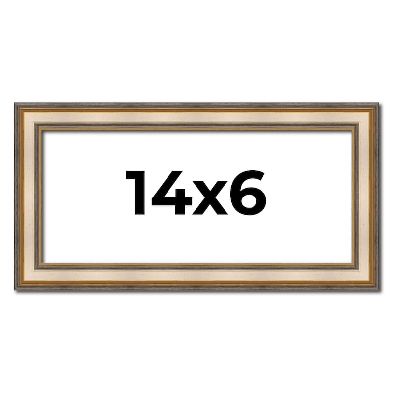 14x6 Frame Gold Solid Wood Shadow Box Width 1.5 Inches | Interior Frame Depth 2 3/8 Inches