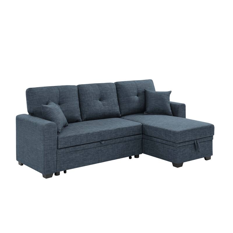85.5'' Blue Polyester Upholstered Sleeper Sofa