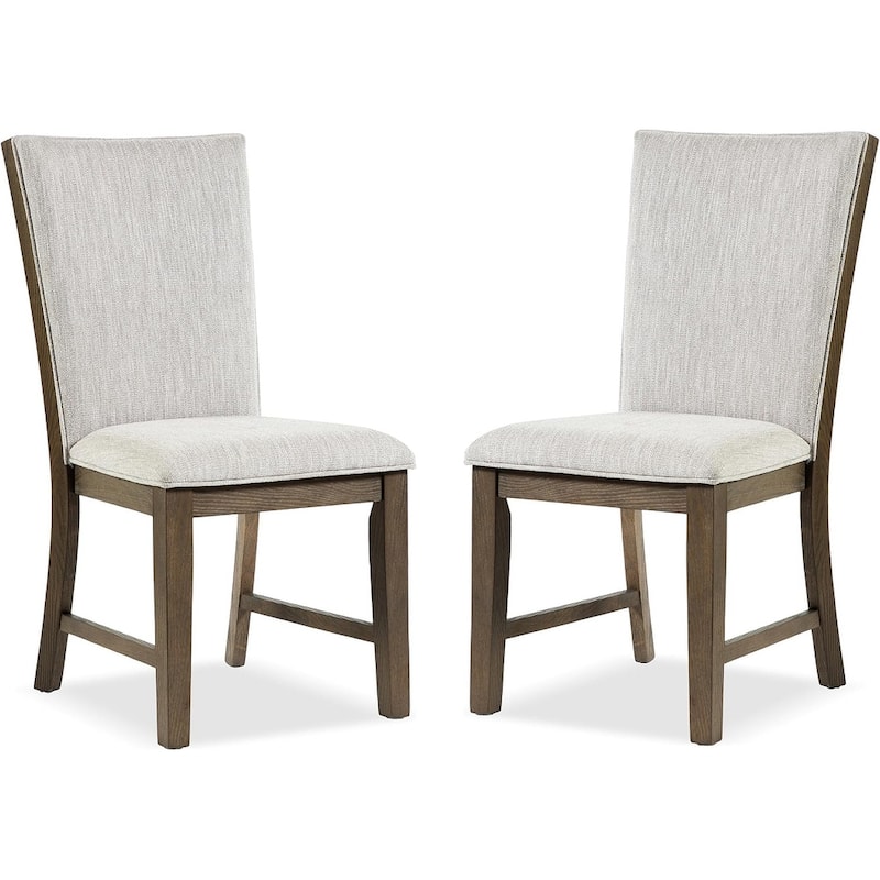 Farmhouse Style Oak Finish Upholstered Side Chairs